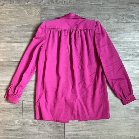 Vtg 70s Fuchsia Blazer Oversized Open Front Adolph Schuman for Lilli Ann Size L - Picture 4 of 4